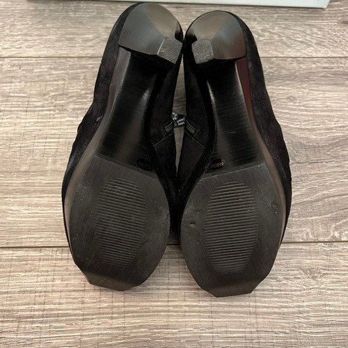 BCBG Heels Womens size 6.5 B 36.6 EU Black Suede Platform Zip Peep Toe Booties - Picture 8 of 14