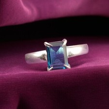 Natural London Blue Topaz Gemstone 925 Sterling Silver Handmade Ring All Size DM