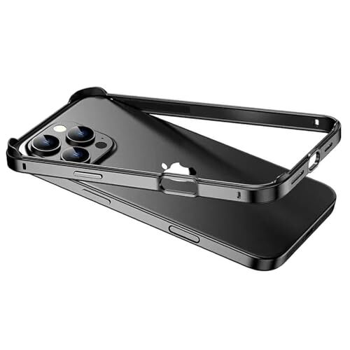 for iPhone 16 Pro Max Metal Bumper Case, Compatible with MagSafe, No Back Black - Picture 4 of 4