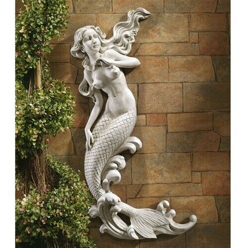 MERMAID Wall Mounted Statue Decor Indoor Outdoor Patio Bathroom Nautical NEW - Picture 1 of 2