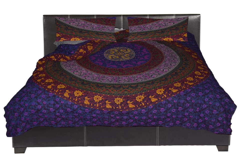 100% Cotton Mandala Rajasthani Jaipuri Queen Bed Sheet with Pillow Cover Set - Image 4 of 4