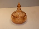 Vintage Pink Depression Glass Candy Jar w Lid, Flower/Dot Etch