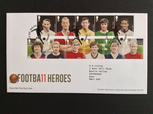 GB 2013 Football Legends Set on Typed Address First Day Cover Tallents House SHS - 第 1/1 張圖片