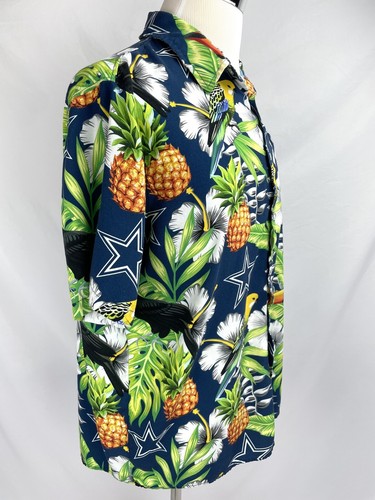 Ropa del equipo de la NFL para hombres XL Dallas Cowboys camisa hawaiana abotonada pájaro piña - Imagen 4 de 6