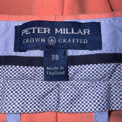 Pantaloncini da golf PETER MILLAR uomo 38 corone artigianali rosa salmone casual elasticizzati preppy - Foto 4 di 4