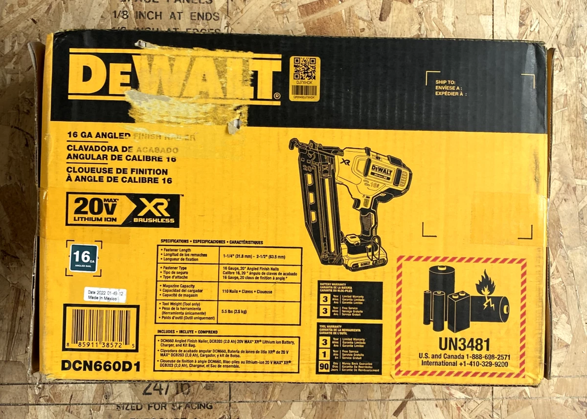 Clavadora Dewalt Dcn660b 20v Calibre 16 20 ° Acabado