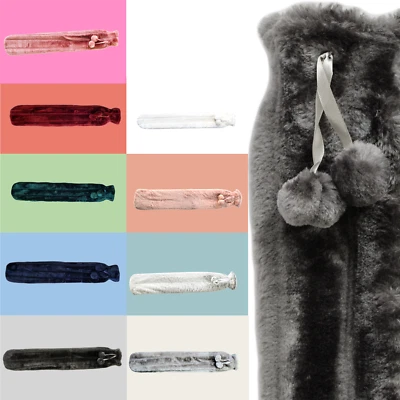 Extra lange Körper Wärmflasche mit Kunstfellbezug 72 cm Thermotherapie 2L