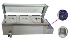 3x1/3Pan Commercial Food Warmer Stainless Electric Steam Table 6''Deep 110V1.5KW