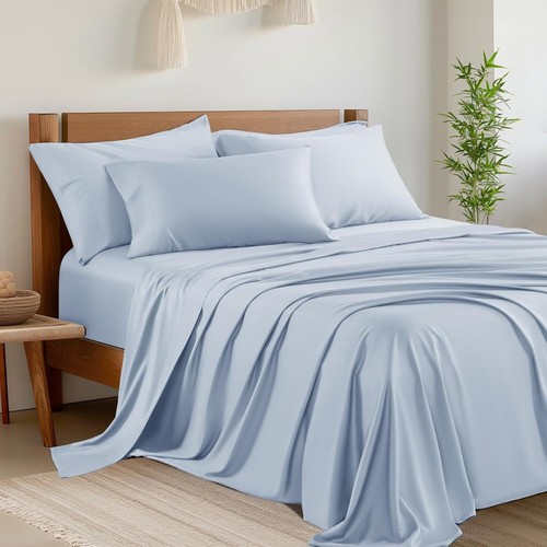 Queen 4 Piece Cooling Sheet Set Bamboo Rayon Blend Deep Pocket 16in Soft - Picture 63 of 67