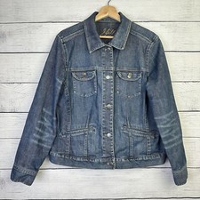 J. Jill Denim Jean Jacket Womens Size Medium Button Down Stretch Blue Med Wash