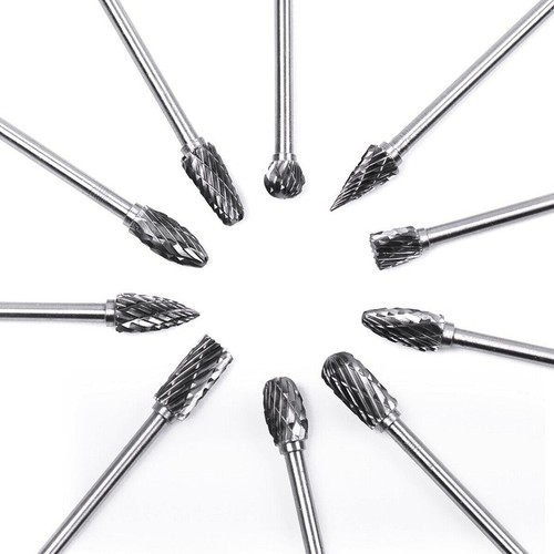 10x 1/8'' Tungsten Carbide Rotary Burr Shank Kit Die Grinder Alloy Bit Tool - Picture 8 of 9