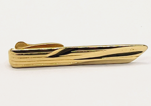 Hickok Slanted Angled End Linear Design Gold Tone Vintage Tie Clip Bar Clasp - Picture 9 of 12
