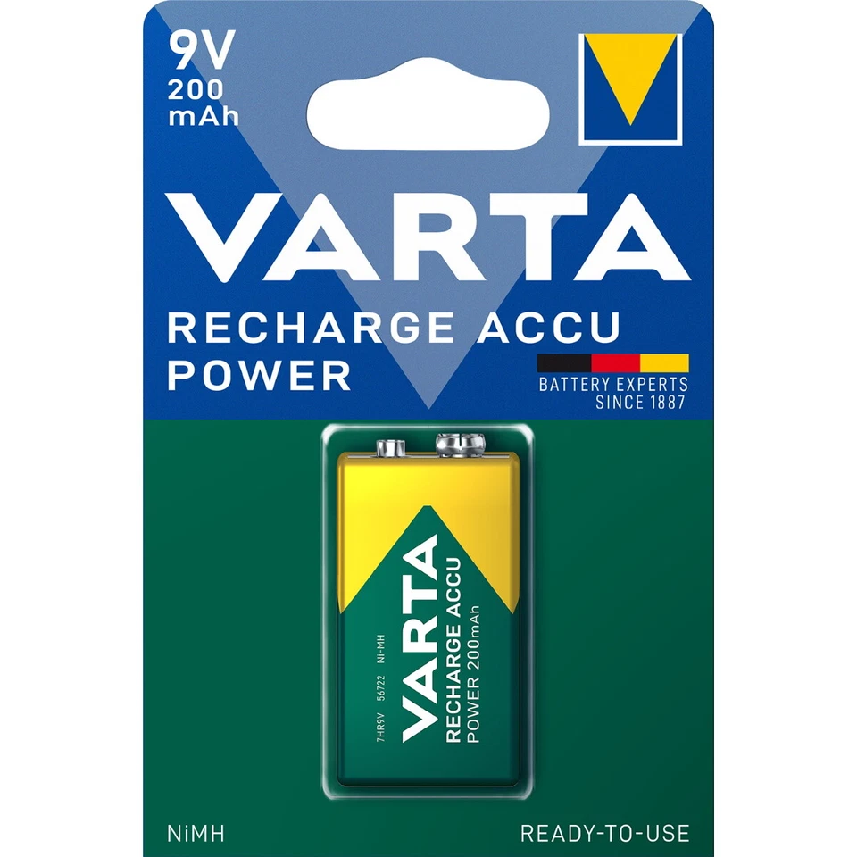 4 x VARTA Recharge Accu Power 200mAh 9V 56722 7HR9V Rechargeable Battery - Image 2 of 3