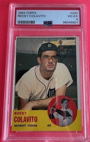 1963 Topps #240 Rocky Colavito - PSA 4 - Freshly Graded - Foto 1 di 2