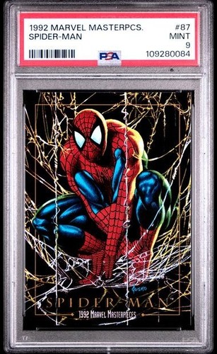 1992 Marvel Masterpieces #87 Spider-Man PSA 9 MINT - Freshly Graded!