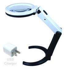 Foldable LED Lighted Magnifying Lamp Reading 2.5X-8X Magnifier with USB Charger