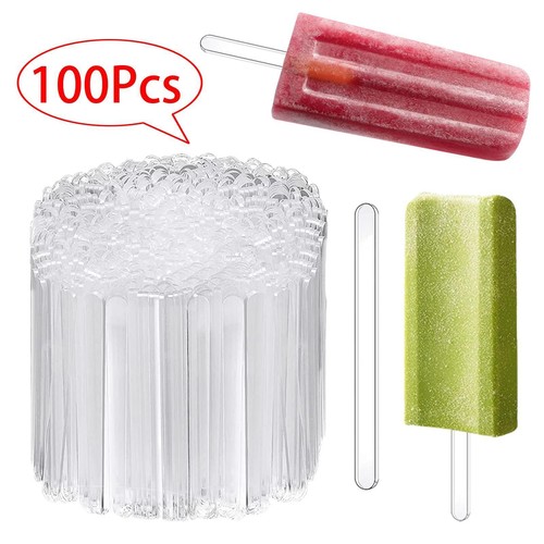 100 Pieces Popsicle Sticks Acrylic Ice Bar Sticks for Party - Picture 2 of 7