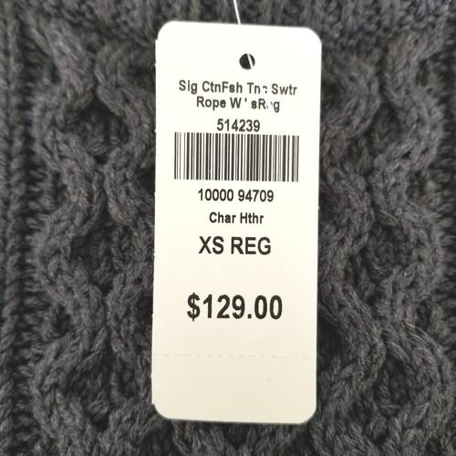 L.L. Bean Signature grauer schwerer Fischerpullover aus Baumwolle mit seitlichem Reißverschluss XS neu mit Etikett - Bild 6 von 7