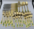 Vintage Christmas Hollyberry Holly Berry Gold Plate 36pc Flatware Service For 8