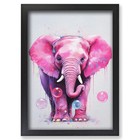 Framed Elephant Bubble Gum Wall Art Canvas Print Poster Picture, Home Decor