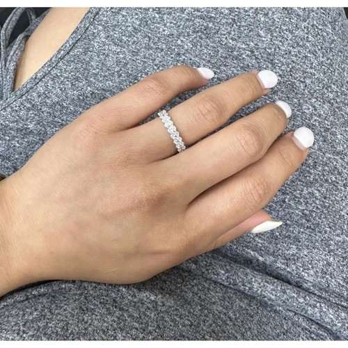 Oval Cut Lab Grown Diamond Eternity Band Ring 14K White Gold 2.38Ctw - Picture 4 of 4