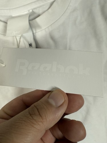 Reebok 2019 Victoria Beckham Damen Logo Tee weiß uni Shirt Größe Medium neu mit Etikett - Bild 10 von 13