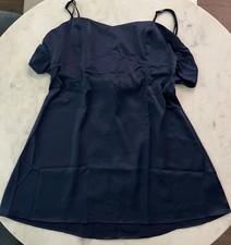 $60 Ubran Outfitters Light before Navy Blue Dress with Bow Tie Women XL NEW w TA