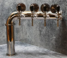Stainless Steel Draft Beer Tower 4 Faucets Beer Pump L-Tower with Medallions