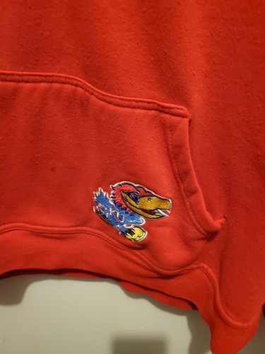 Mens Kansas University Jayhawks Hoodie Embroidered Patches Size XL Stiched - Picture 2 of 7