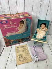 Vintage 1960s Thumbelina Doll with Original Outfit Stroller Manual Imperfect