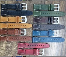 Double Sided Genuine Leather Watch Strap Vintage Quick Release Band 18 20 22mm