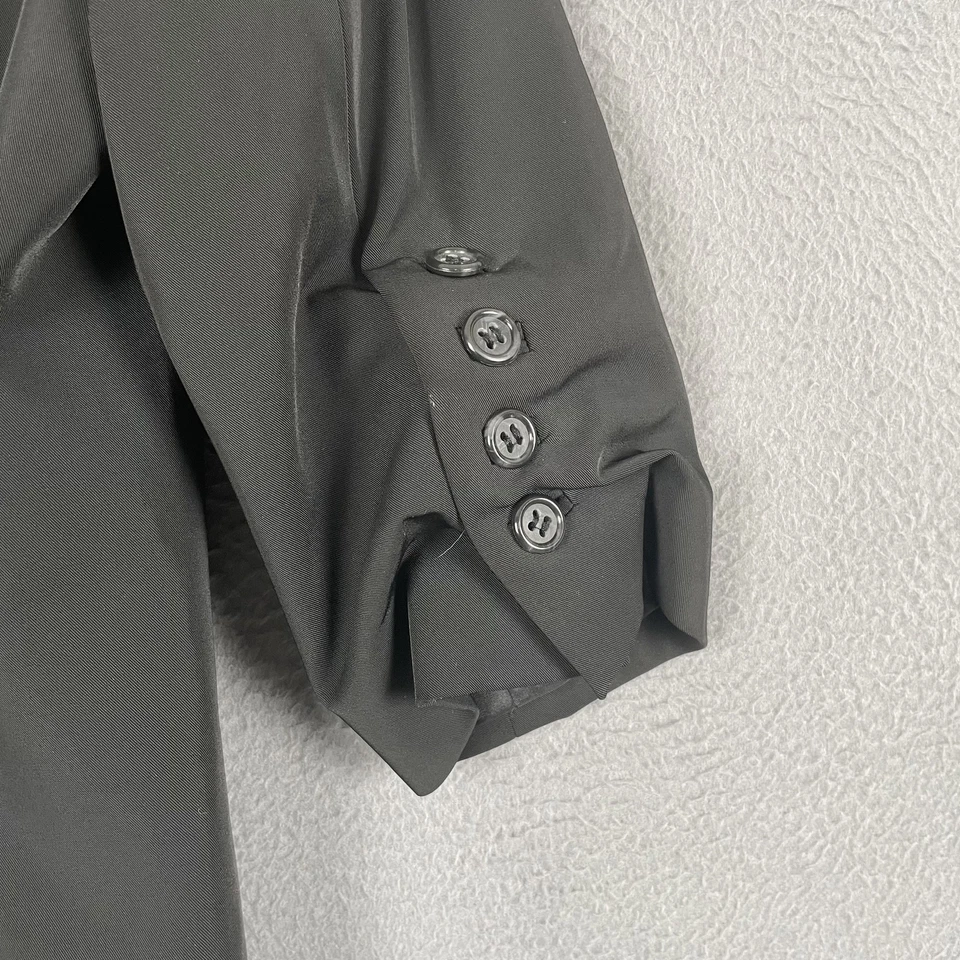 Elizabeth and James Blazer Womens 2 Black Ruched Sleeve 3/4 Button Career Jacket - Image 3 of 4