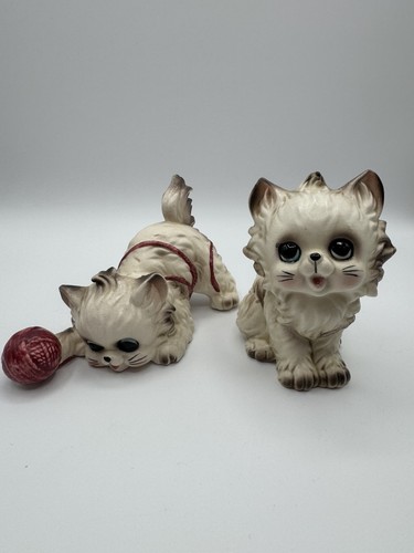 VTG Josef Originals Playful Big Eyes Cat Figurines Ball Yarn JAPAN HTF w/Labels - Bild 1 von 19