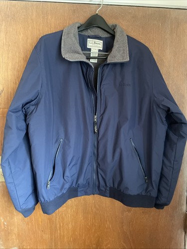 LL Bean Mens XL Regular Grey Fleece Lining Winter Weather Jacket 205107