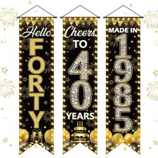 3 Pieces 40th Birthday Party Banners 40th Birthday Decorations for Men Women ...