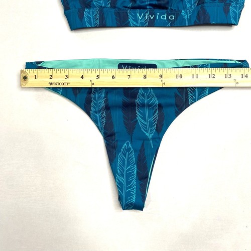 Bikini Vivida Pluma Medianoche 2 Piezas Patrón Pluma/Verde azulado Reversible - Imagen 3 de 6