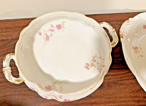 Haviland Limoges Schleiger 155 Juego de Servir Plato Cuenco Tureen Rosa Floral - Imagen 4 de 8