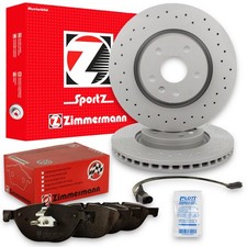 Zimmermann Sport Ø294mm Bremsscheiben + Beläge + Warnkontakt hinten BMW 3er E46