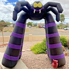 Airblown Hollowen Giant Spider Archway Inflatable 9' Tall Purple Black