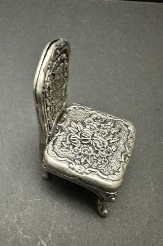 Vintage versilberter Miniatur Stuhl Puppenhaus - gepunzt: neue Ansicht Verhältnis 1:12 - Bild 2 von 9