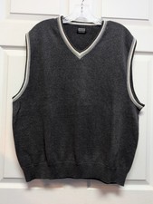 Vintage Men's Sweater Vest. Haggar Gray.  V. Neck Wool Stretchy