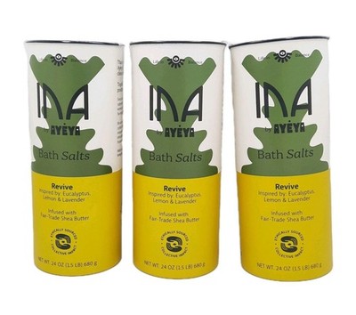 Bundle Lot of 3 Ina by Ayeya REVIVE Bath Salts 24 oz Aromatherapy Spa Soak NEW