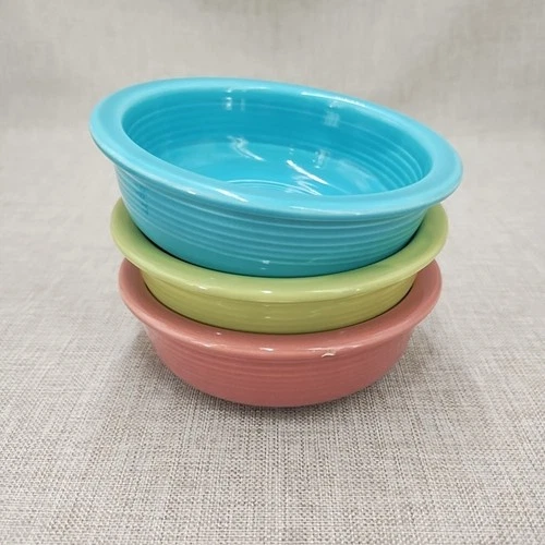 Vintage Fiesta Fruit Berry Bowl 4 3/4" Original Pre 72 Turquoise Chartreuse Rose