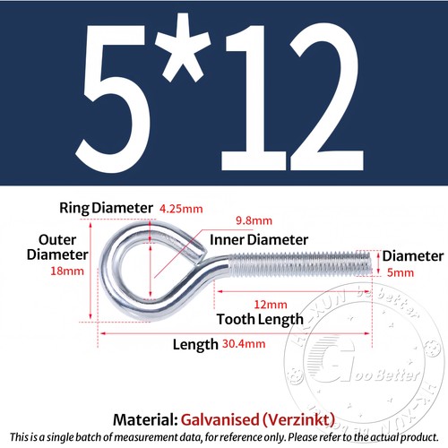 Galvanized Eye Screws Hooks Eye Bolts Closed Screws Rod Stainless Threaded Rings - Imagen 74 de 116