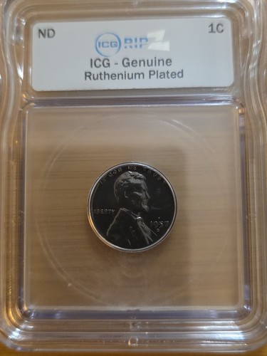 1957 Genuine Ruthenium Plated Wheat Penny - ICG Certified From ICG Ripz  - Picture 1 of 4