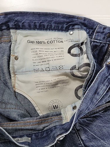 Gap Jeans 1969 Easy Fit Herren 38x32 Medium Wash Straight Leg Denim Distressed - Bild 7 von 10