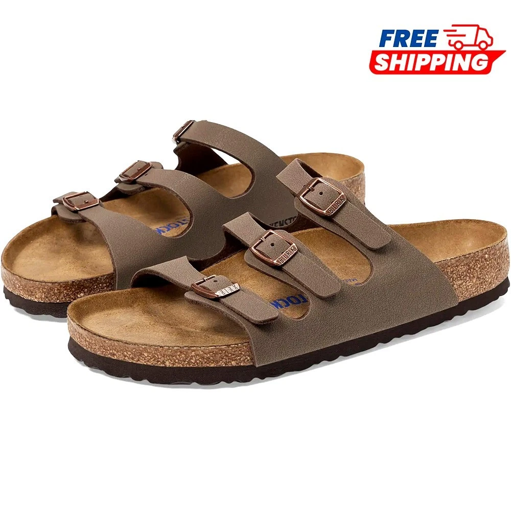 Women's Birkenstock Florida Soft Footbed Mocha Birkibuc Shoes Wide Size US 6-11