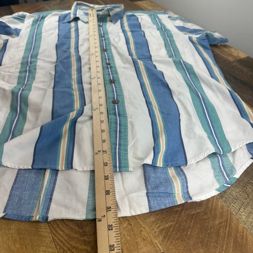Chaps Ralph Lauren Vintage Striped Short Sleeve Button Up Shirt Sz Large - Picture 5 of 5
