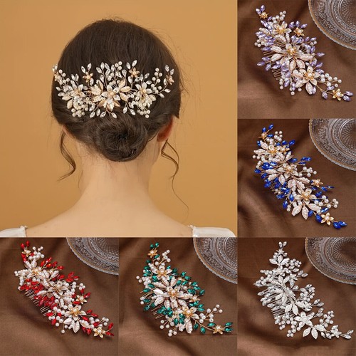 Bride Rhinestone Pearl Hair Comb Retro and Modern Wedding Hair Side Combs - Picture 2 of 15