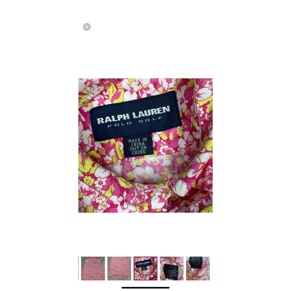 Camisa de golf Ralph Lauren Polo Golf para mujer talla 12 rosa con cuello floral Foto 2 de 4